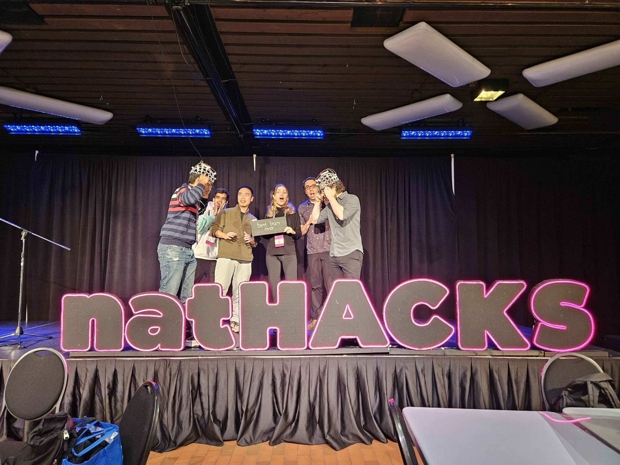 WaveLink team presenting their project at natHACKS
