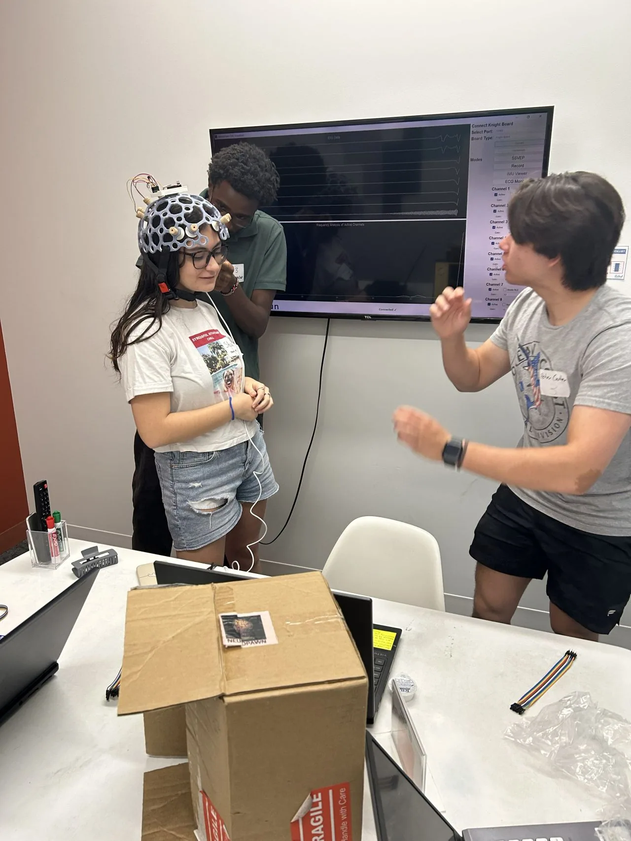 Students at the BR41N.IO BCI Hackathon at NC State